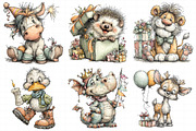 Birthday Animals Clipart, an Illustration by Daily.Designs (Thumbnail 5 of 5)