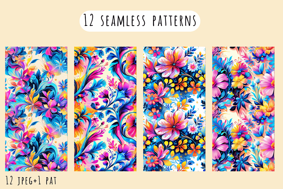 Dreamy Neon Floral Patterns, a Pattern Graphic by Art Sproot (Photo 3 of 7)