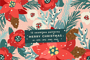 Merry Christmas. Seamless patterns, a Pattern Graphic by Nadia Grapes (Thumbnail 1 of 7)