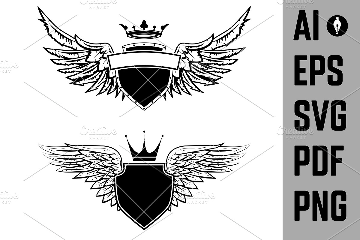 coat of arms with wings. Heraldic, an Icon by Vectorhight