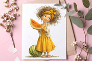 Watercolor Summer Girls Clipart PNG, an Illustration by Canvas Craft (Thumbnail 5 of 7)
