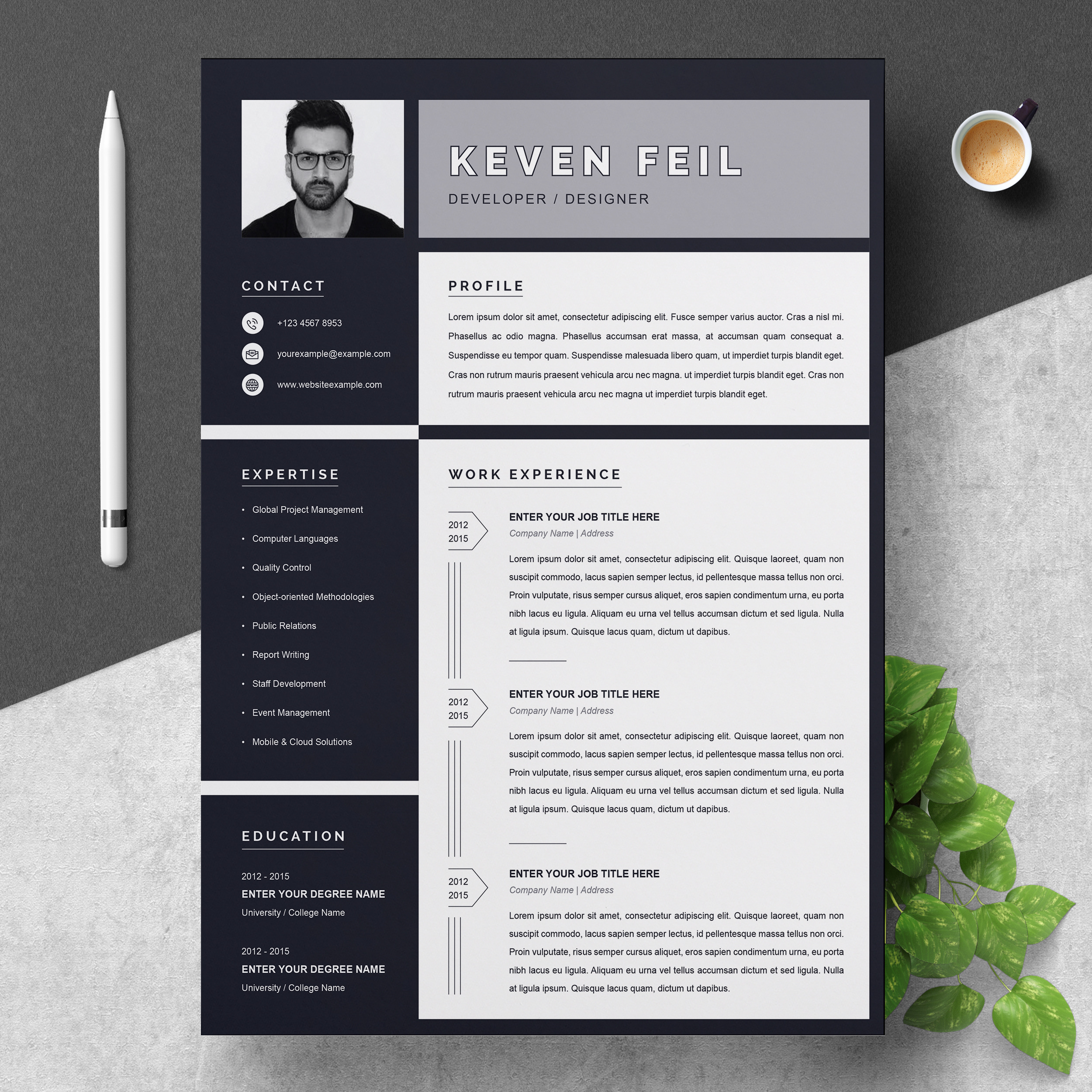 Resume / CV Template | Black & White, a Resume Template by ResumeInventor