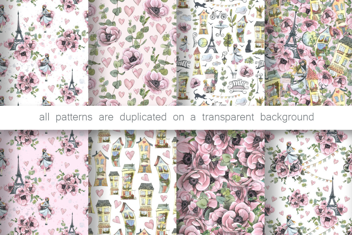 Paris romantic watercolor clipart, a Decorative Illustration by NATASHA CHU (Photo 15 of 17)