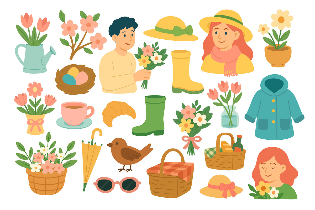 Spring Doodle Set, a Seasonal Illustration by ananastya (Photo 4 of 5)