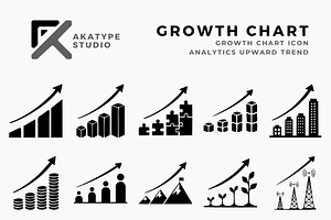 Growth Chart Icon Vector, a Solid Icon by Akatype Studio