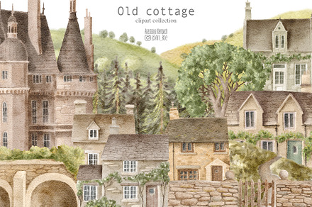 Old English Cottages, an Illustration by Anastasiya Klempach