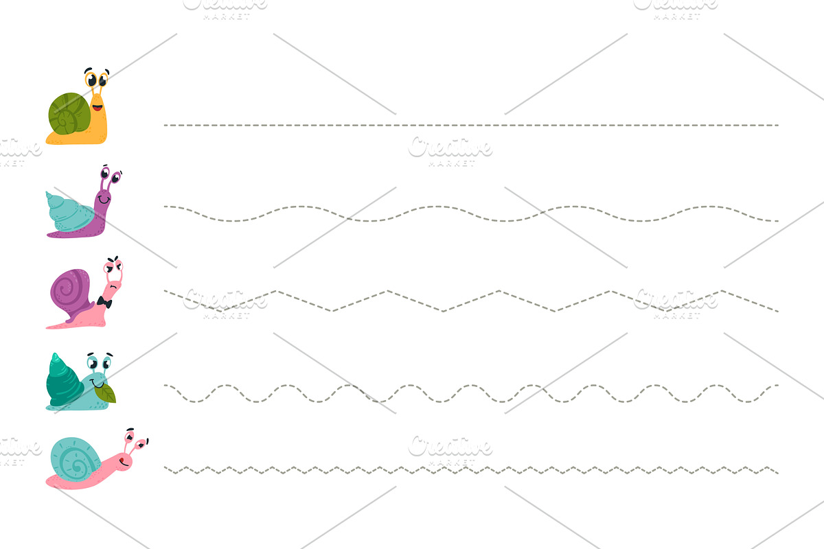 Draw path of snail. Template for, an Object Illustration by LadadikArt
