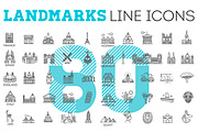 80 landmarks line icons, an Outline Icon by Tettygreen (Thumbnail 2 of 5)
