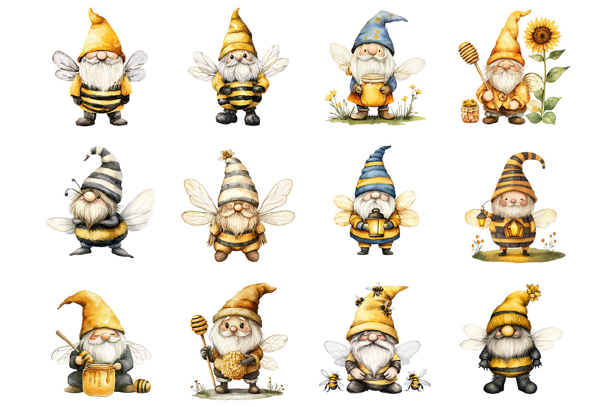 Gnome Bee Clipart, an Illustration by Design Market (Photo 2 of 3)