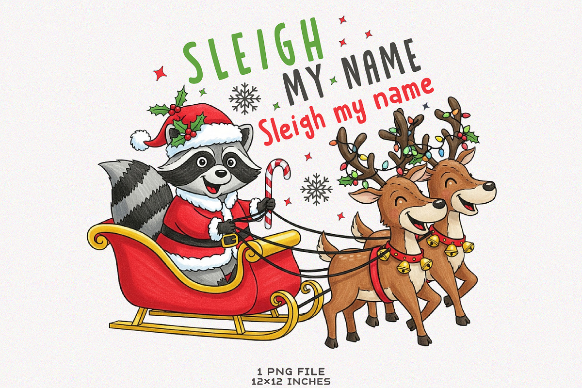 Funny Christmas Santa Raccoon PNG, an Illustration by SinaCreation (Photo 1 of 7)