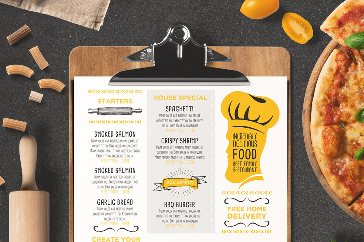 FREE! Trifold + Menu Template, a Brochure Template by BarcelonaShop (Photo 3 of 5)