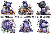 Whimsical Purple Halloween Clipart, a Seasonal Illustration by OK Design (Thumbnail 2 of 6)