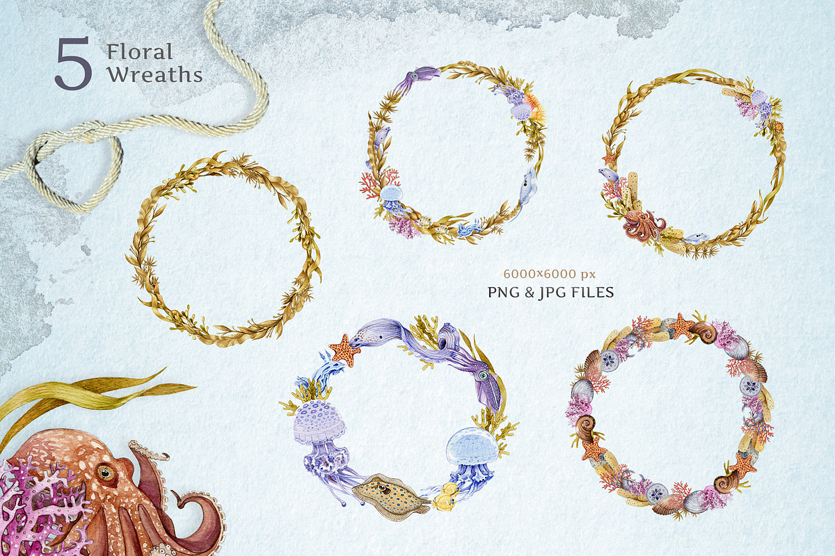 Sea Life Watercolor Clipart Set, an Animal Illustration by AnitaPol (Photo 11 of 16)