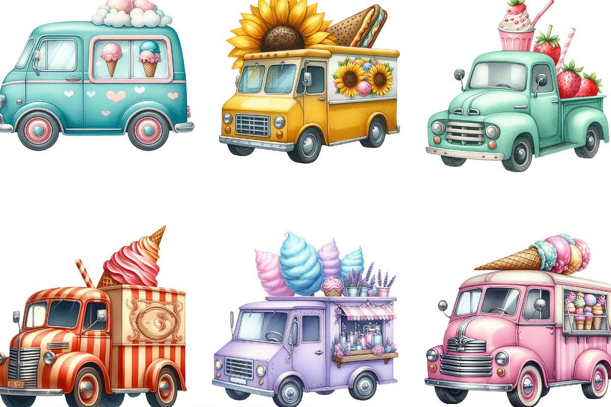 Summer Ice Cream Truck Clipart, an Illustration by Designking (Photo 3 of 4)