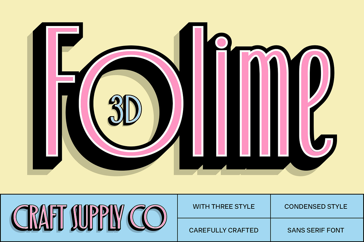 Folime 3D, a Sans Serif Font by Craft Supply Co. (Photo 1 of 8)