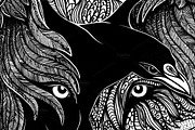 Wolf and Raven, an Animal Illustration by Apolinarias Art (Thumbnail 3 of 5)