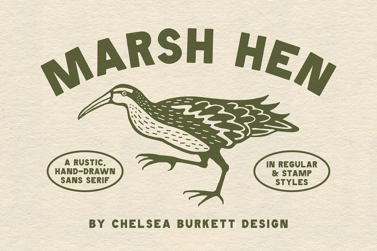 Marsh Hen Font, a Sans Serif Font by Chelsea Burkett (Photo 1 of 7)