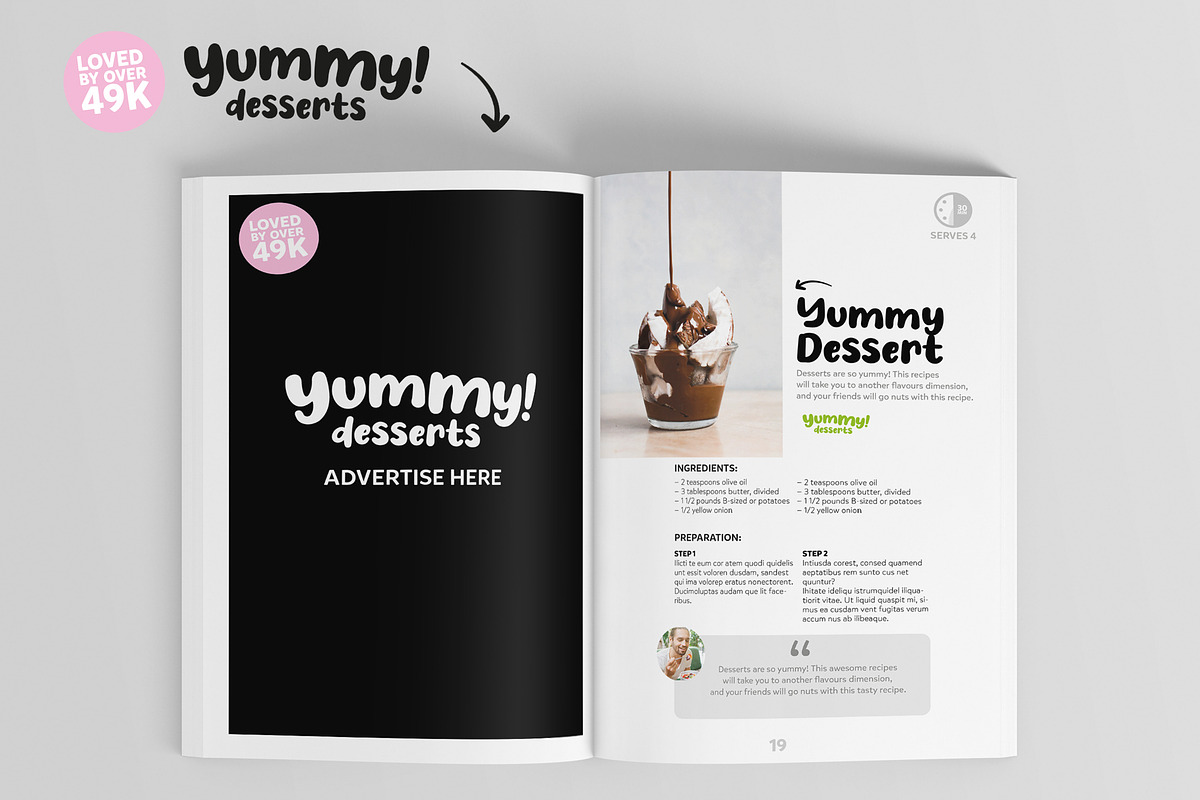 Desserts Cookbook Magazine Template, a Magazine Template by DeLaGranSiete