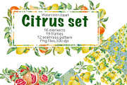 Citrus set, Watercolor clipart., an Object Illustration by AkvarelRiver (Thumbnail 1 of 10)