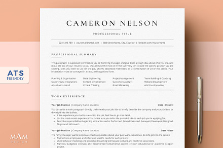 Minimalist ATS Friendly Resume, a Resume Template by MAM Design