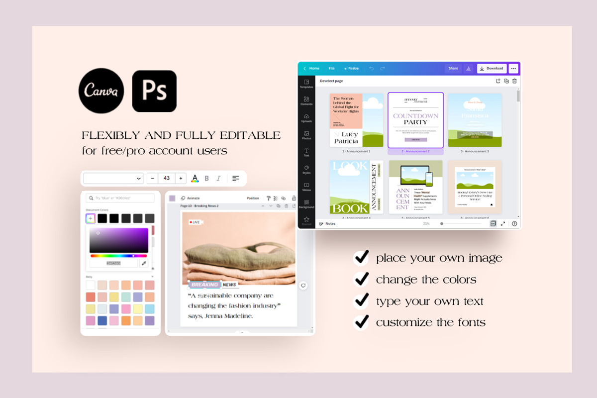 Blog & News Room Instagram CANVA PS, a Social Media Template by Eviory (Photo 19 of 26)