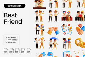 Best Friend 3D Icon Set, an Object 3D Model by Eklip Studio