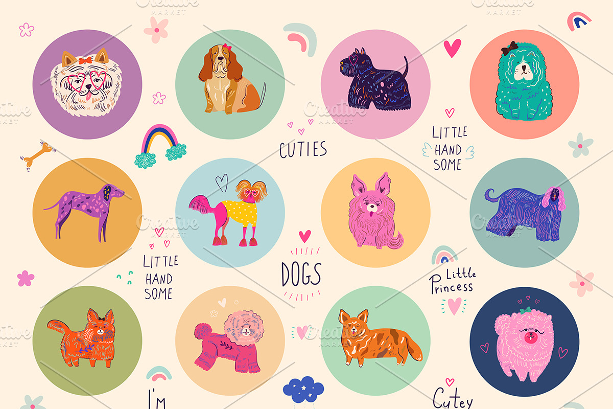Hand drawn Dogs collection, an Animal Illustration by MoleskoStudio (Photo 26 of 26)