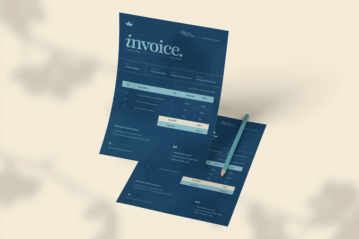 Women Wellness Coaching - Invoice, a Stationery Template by VUNIRA (Photo 3 of 3)