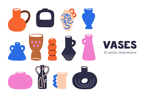 Modern ceramics, flower vases set, a Decorative Illustration by Good Studio
