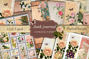 Junk Journal Kit, Vintage Roses