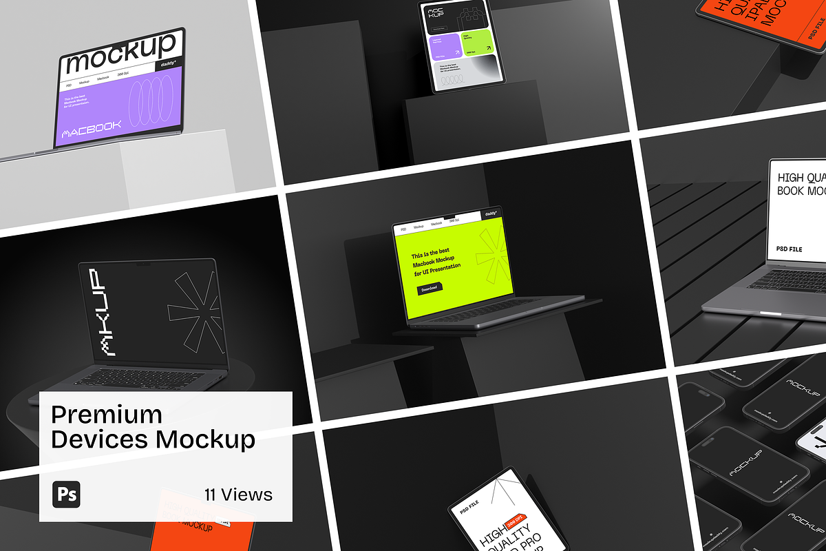 Apple Devices PSD Mockup Set, a Device Mockup by Mockupdaddy (Photo 1 of 14)