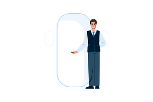 Flight attendant welcoming, a Transportation Illustration by pikepicture