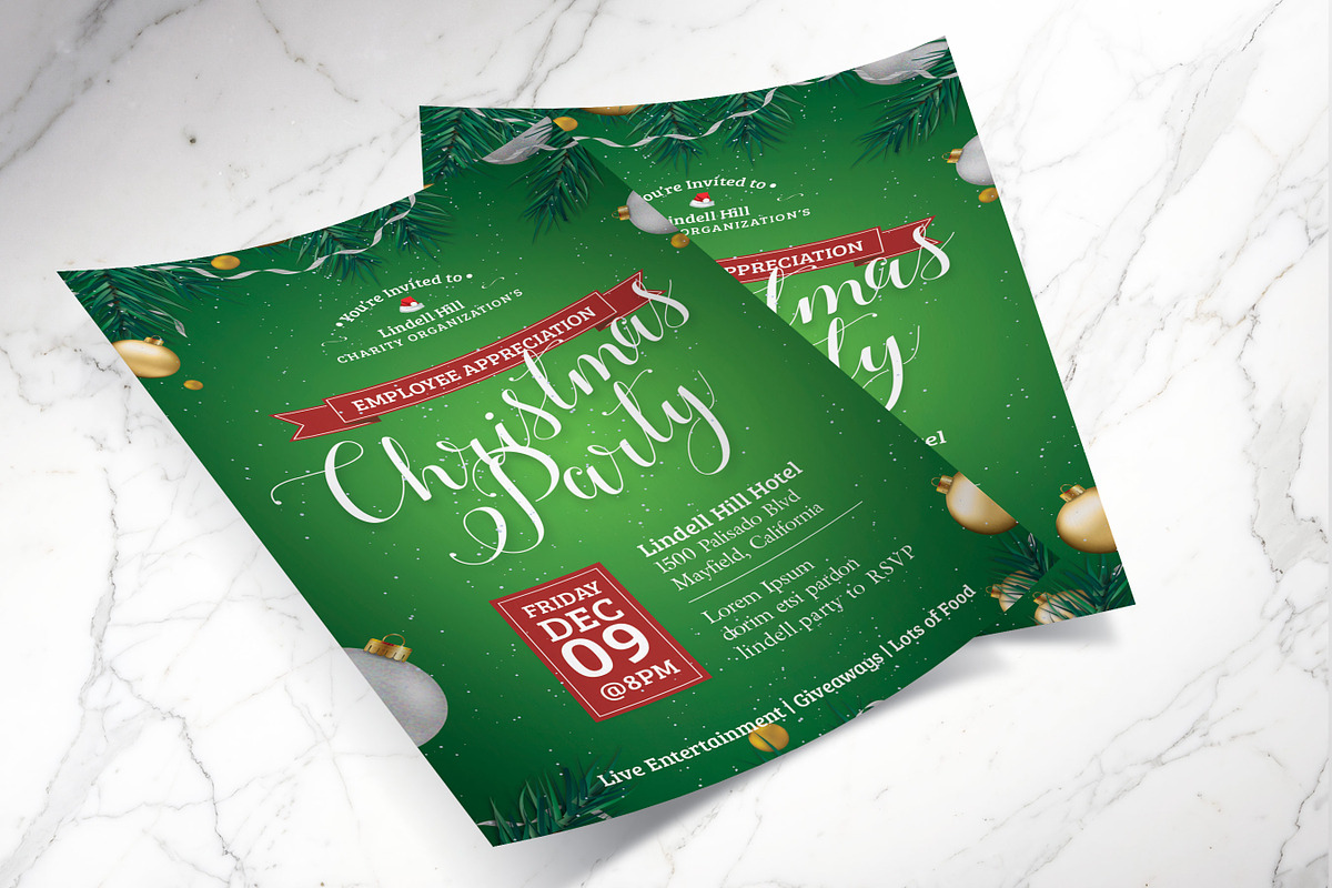 Green Christmas Party Flyer & Poster, a Flyer Template by Godserv Designs (Photo 3 of 9)