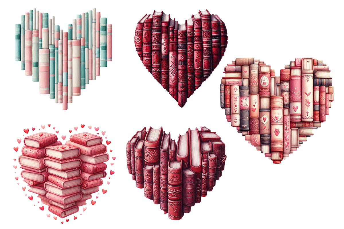 Valentine Books Hearts Clipart, an Illustration by Designworld (Photo 4 of 4)