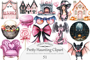 Watercolor Pretty Haunting Clipart, an Illustration by Design Market