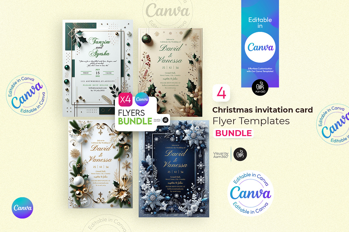 Christmas Wedding Invitation Flyer, a Flyer Template by Aam360 (Photo 1 of 5)