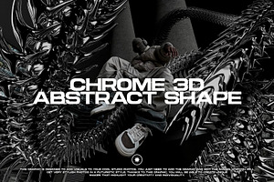 ABSTRACT CHROME 3D SHAPES WITH SPIKE, an Object Graphic by BonkiStudio