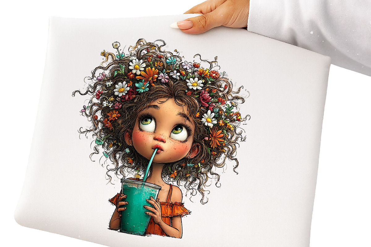 Whimsical Summer Coffee Girls Clipar, an Illustration by GatewayDesign (Photo 4 of 6)