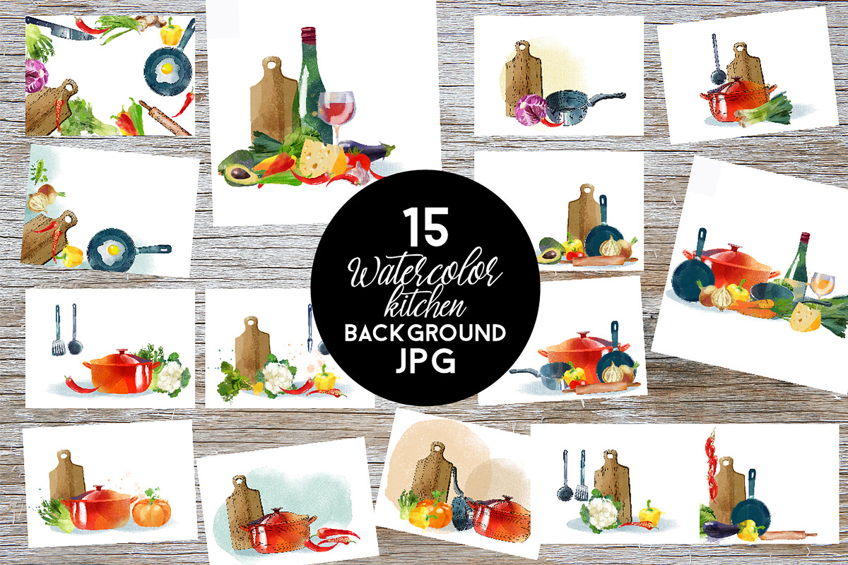Watercolor kitchen, a Food Illustration by Tatiana Davidova (Photo 3 of 5)