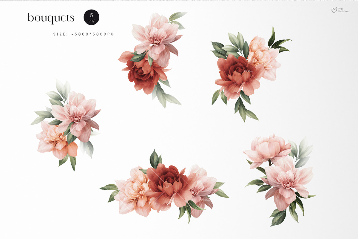 Watercolor Floral Bundle, a Texture Illustration by ollalya (Photo 41 of 112)