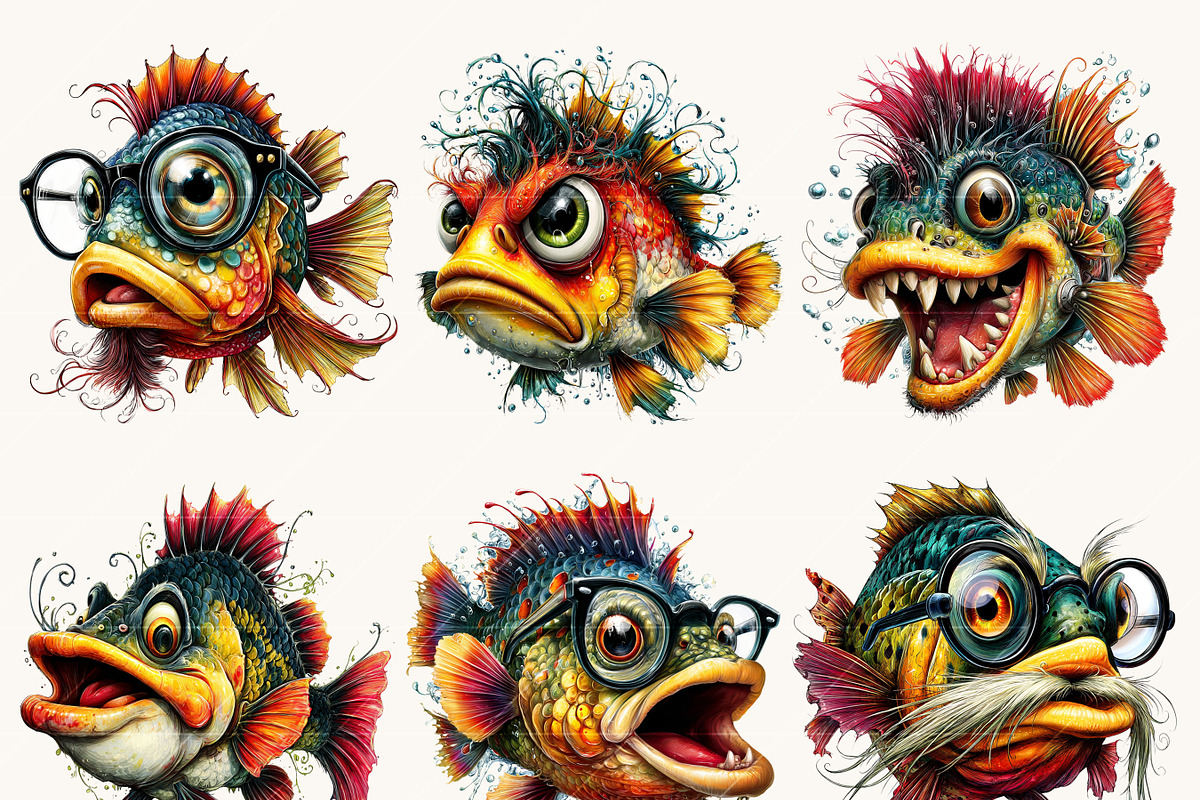 Whimsical Fish Clipart Bundle, an Animal Illustration by Design Scotch (Photo 8 of 8)