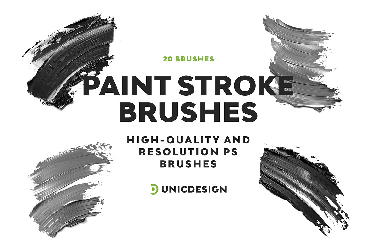 Paint Stroke Photoshop Brushes, a Brush Add-On by UnicDesign