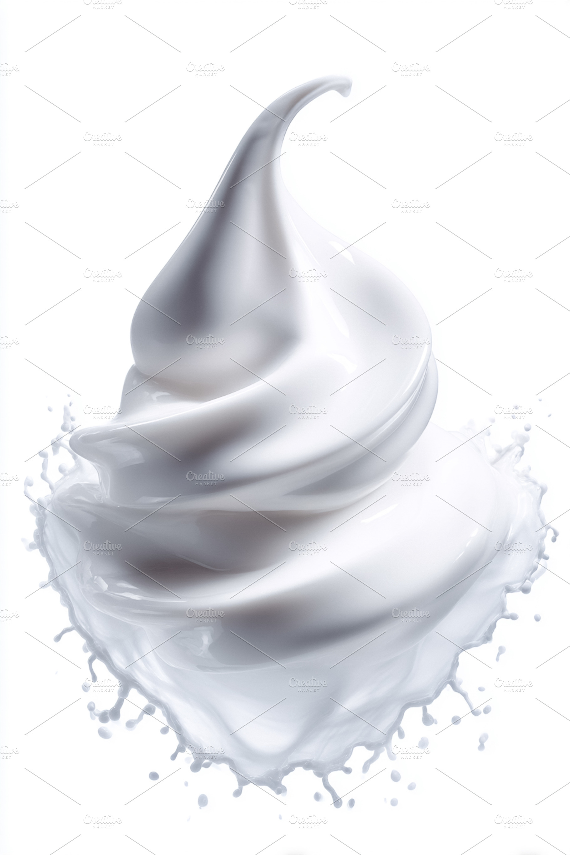 Smooth white liquid swirling upwards from an erupting splash, cr, a Photo by Studio ANNA