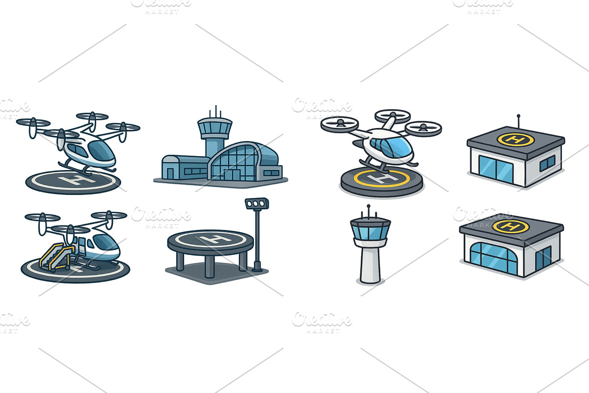 Various types of helicopters and, a Transportation Illustration by ZinetroN