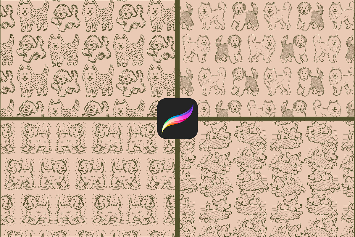 Adorable Dogs Procreate Patterns, a Brush Add-On by Heather Green Designs (Photo 4 of 8)