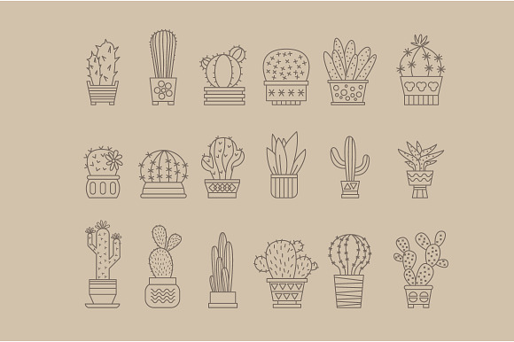 Set Of Vector Cactus Icons