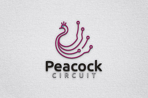Peacock Bird Circuit Technology Logo, a Branding & Logo Template by jongcreative