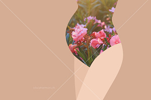 Mama to be & flowers in bloom