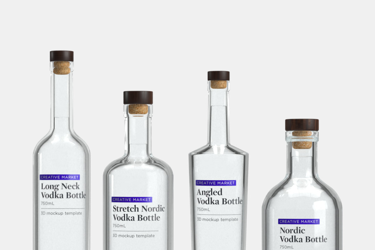 750mL Glass Vodka Bottles Set of 4, a Food & Drink 3D Model by ashleycam3ron (Photo 1 of 3)