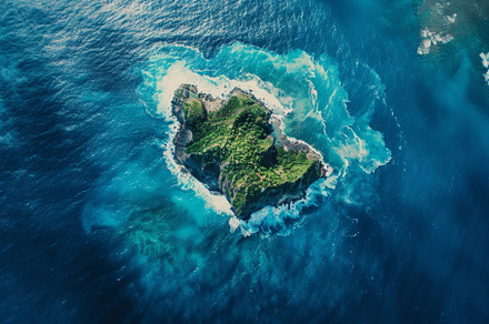 This aerial shot captures a small, l, a Photo by Tanuart